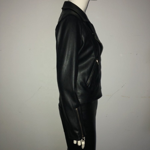 Fashion short women pu leather jacket ladies zipper leather jacket women black coat ladies jackets