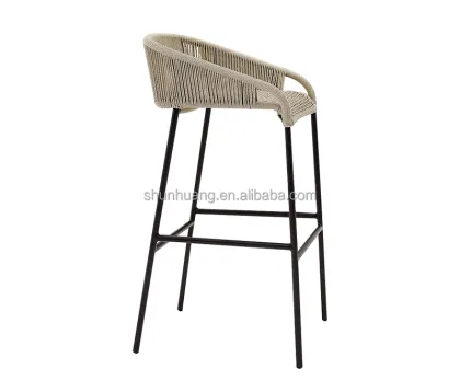 High Back Rope Weaving Balcony Bar Chair with Cushion - Popular Outdoor Furniture Design