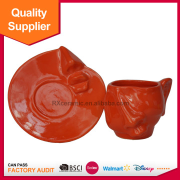 3D human face logo kissing ceramic coffee cup with base