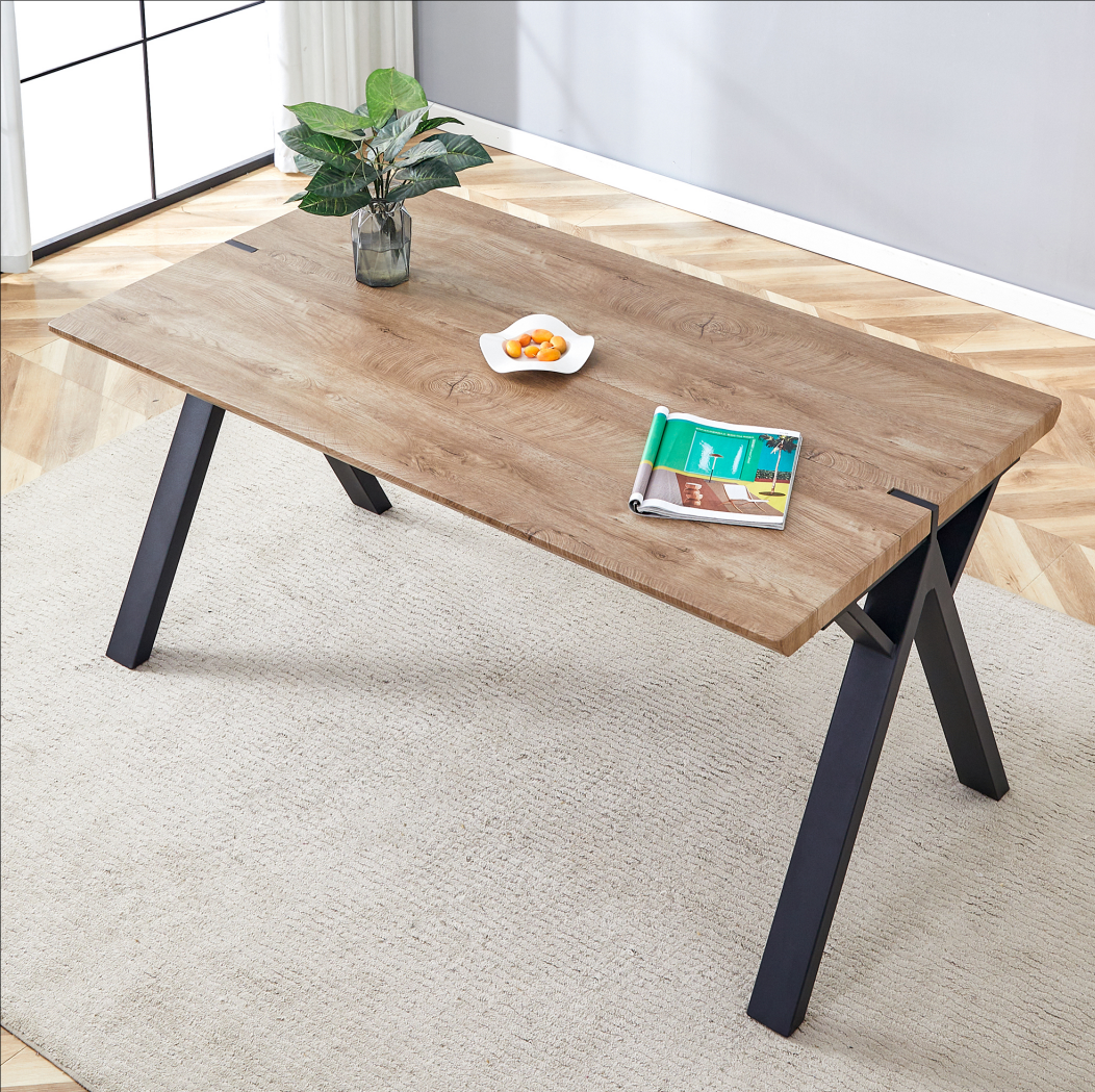 Dining Table with MDF and Black Iron Legs