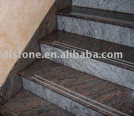 red granite stairs