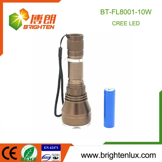 Factory Outlet 3.7V 1*18650 Battery Powered Aluminium Multi-functional 10w Cree led Rechargeable Torch Light Long Distance