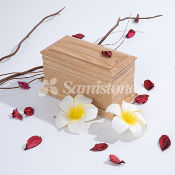 Custom Yellow Wood Cat Urn - Pet Memorial Box with Logo