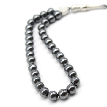 8mm Hematite Islamic Prayer Beads Bracelet: Tasbih for Muslim Meditation and Prayer