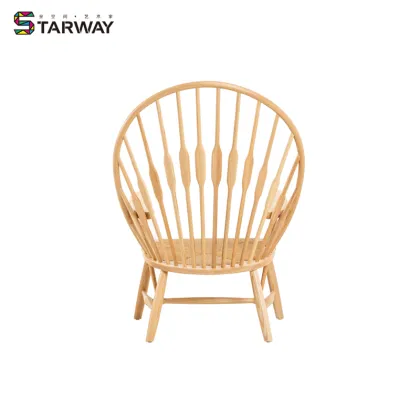 Solid Wood Chair Peacock Rattan Wicker Chair