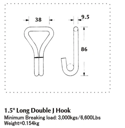 Welded Double J Hook 38mm Width with 2500KG Capacity China Manufacturer