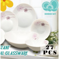 Glass Tableware Set With Floral Pattern