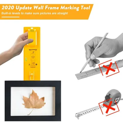 Portable ABS Photo Frame Level Ruler Picture Frame Hanger Hooks Wall Hanging Level Instrument Hang Level Tools Drop Shippping