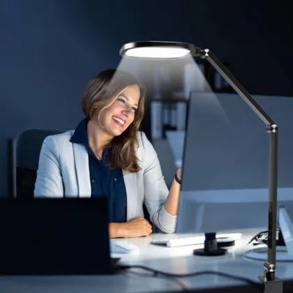 Swing Arm Desk Lamp with Clamp for Video Conferencing and Zoom