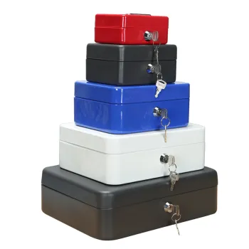 Cash Box with Money Tray, Key Lock, and 5 Compartments
