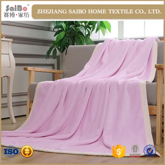 Pink Wave jacquard flannel composite blanket 100% polyester