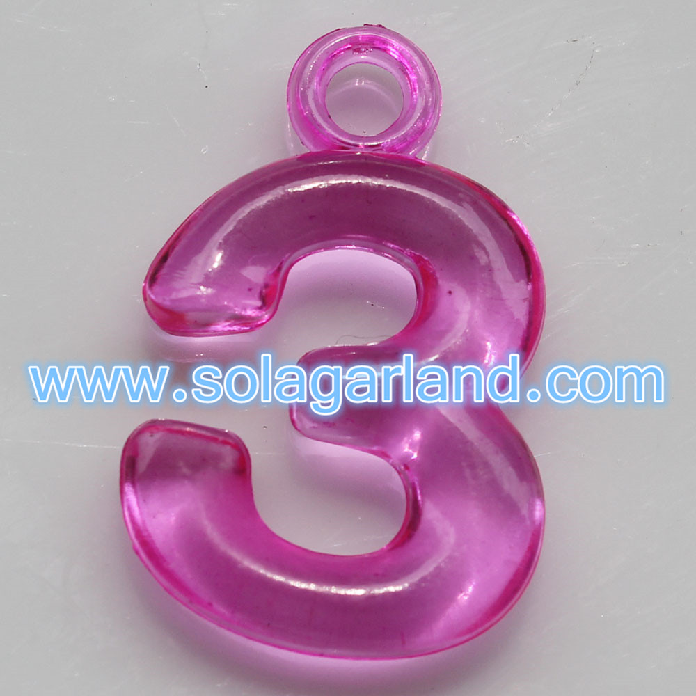 Plastic Digit Beads Charms Pendants