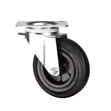 Industrial Elastic Rubber Caster: 6/8 Inch Heavy Duty Casters for Trash Can, Furniture, and Trolleys with 200mm Wheel and Universal Brake