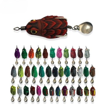Letex de surface de haute qualité de haute qualité Letex de grenouille molle avec cuillère pour brochet, tête de serpent, saumon, truite, poisson-chat