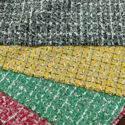 Boucle checked with loops yarn fashion fabric