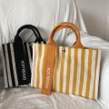 Striped Multi-colored Canvas Tote Bag With Streamers