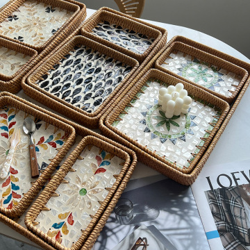 Colorful Splicing Rattan Storage Baskets for Food and Home Decor
