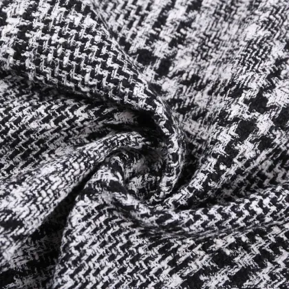Polyester Houndstooth Luxury Wool Women Tweed Fabric