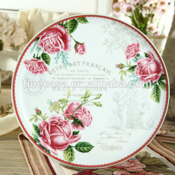 Elegant Fine Porcelain 12'' Ceramic Pizza Plate with Color Box
