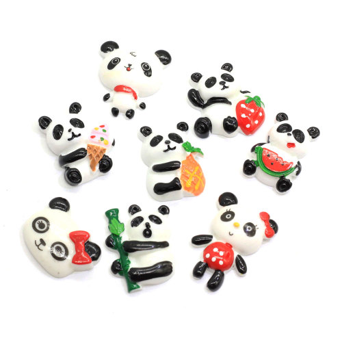 Różne rodzaje Kawaii Panda w kształcie żywicy Cabochon 100 sztuk ręcznie robione rękodzieło dekoracyjne koraliki szlam DIY zabawka wystrój
