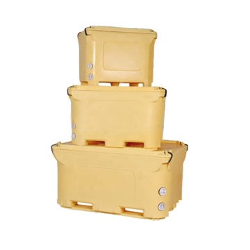 Caja de enfriador de transporte de pescado de tubo de hielo rotomolded