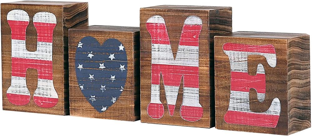 Dekorative American Flag Home Word Zeichen