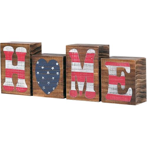 Decorative American Flag Home Word Sign