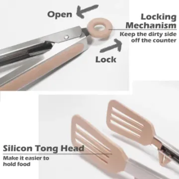 Kitchen Tongs Cooking 9 Inch Small Silicone Food Grade Tongs