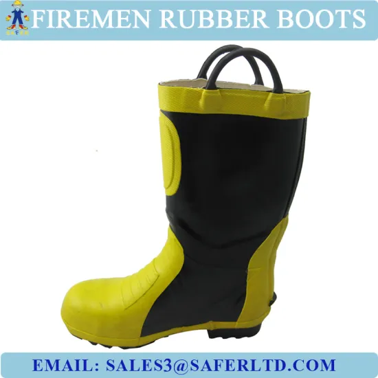 Firemen rubber boots with CE steel toe and steel plate