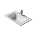 Oleah Modern White Wall-Hung Wash Basin: Durable Solid Surface Bathroom Sink