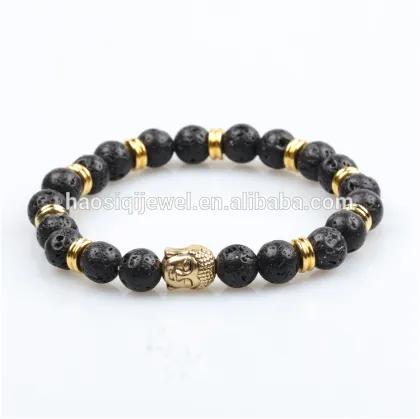 lava stone bracelet natural stone bead bracelet gold buddha bracelet for men
