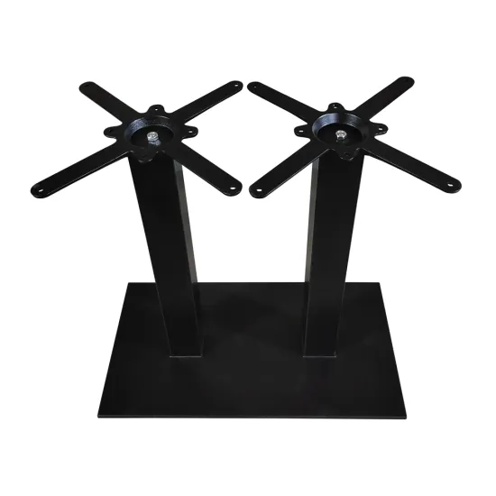 Rectangle Base Black Cast Iron Double Column Flat Table Base