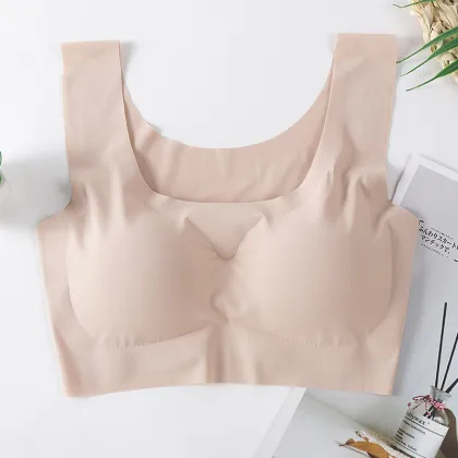 Wireless Ladies Ice Silk Push-Up Bra for Fitness Yoga Latex Underwear