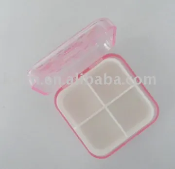 square shape plastic pill box with 4 cases