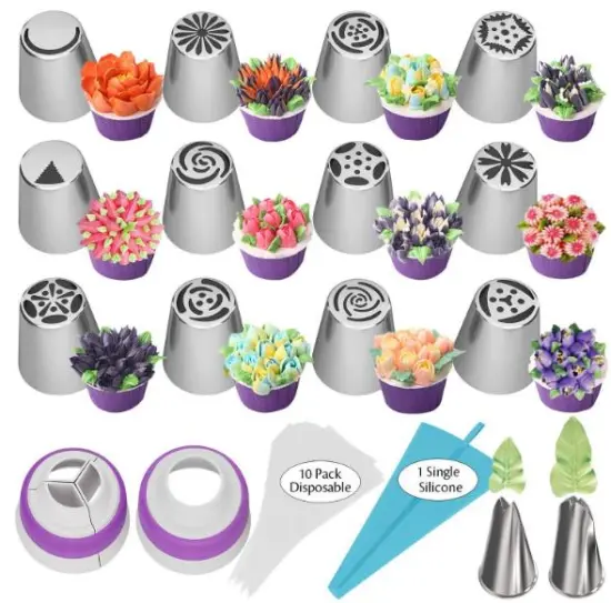 Russian Stainless Steel Pastry Icing Nozzles Set for Cake Decorating