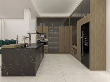 American Kitchen Island Marble Customized Kitchen Cabinet