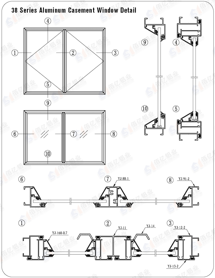 28 Series Casement Window Aluminium Profile, High Quality 28 Series ...