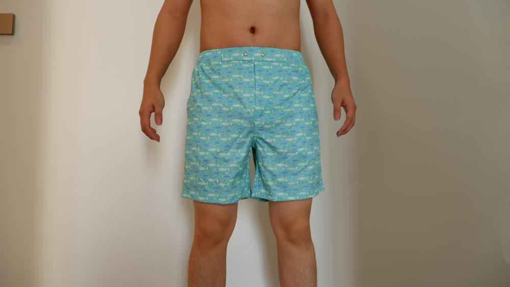Pequeños pantalones cortos de playa para hombres con estampados de pescado