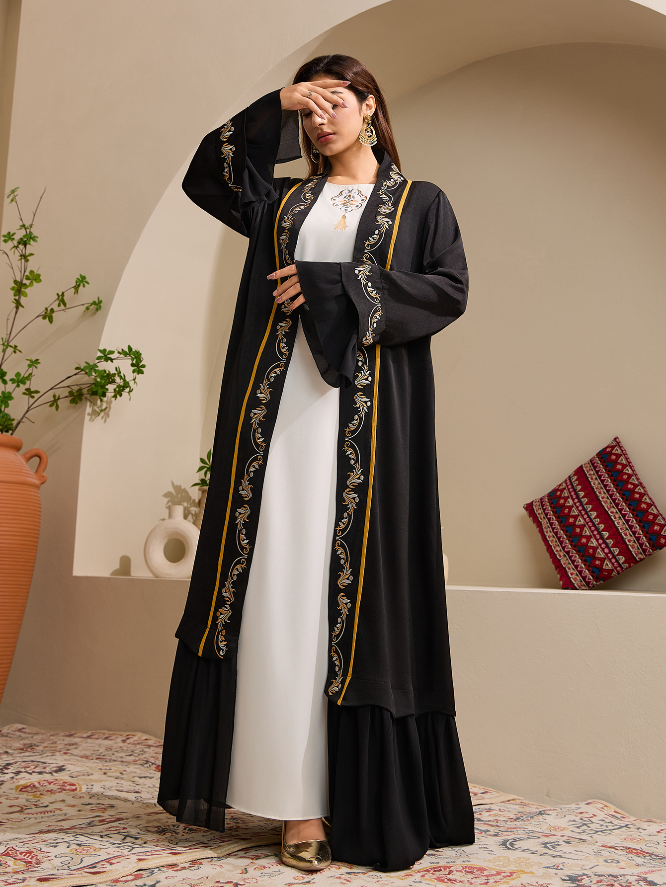 Royal Embroidered Luxury Open Abaya (3)