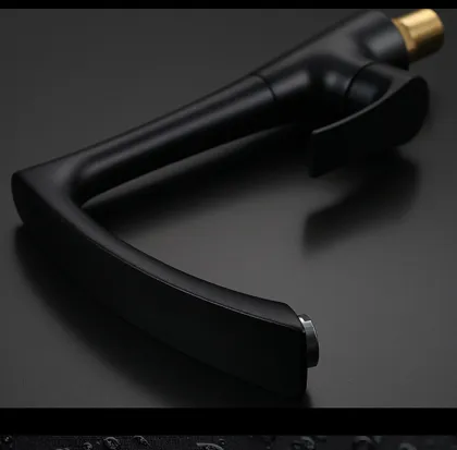 Black L Shape Single Handle Kitchen Mixer