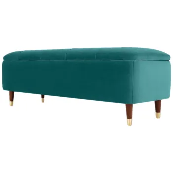Maximum Style Blush Velvet Ottoman with Wood Legs: A Versatile Bed Room Storage Bench