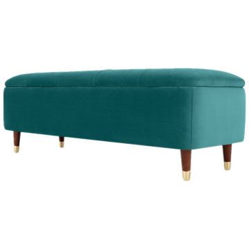 Maximum Style Blush Velvet Ottoman with Wood Legs: A Versatile Bed Room Storage Bench