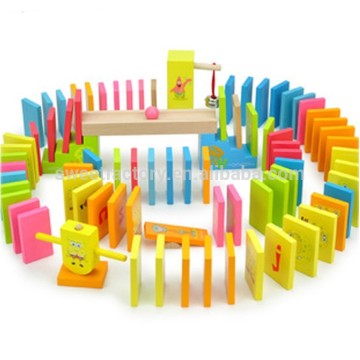 Wooden animal domino blocks toy,Educational SpongeBob learning domino building blocks toy for kids