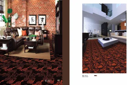 Hotel Carpet Brown With Floral Pattern , Solutia Material Carpet
