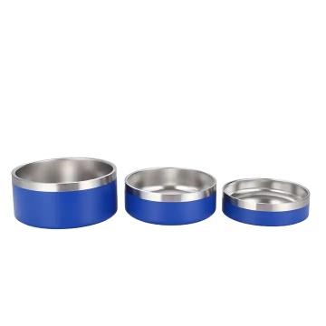 24oz 42oz 64oz color stainless steel double wall dog food bowl pet bowl with silicone pad
