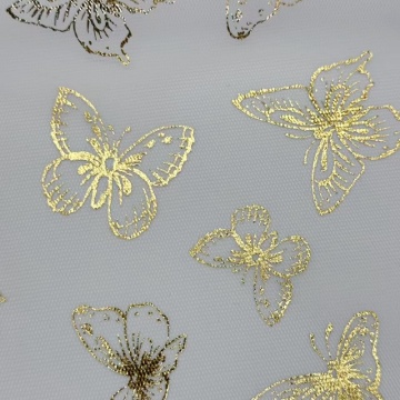 Goldfarbener Schmetterlingsfolien-Polyester-Tüllstoff