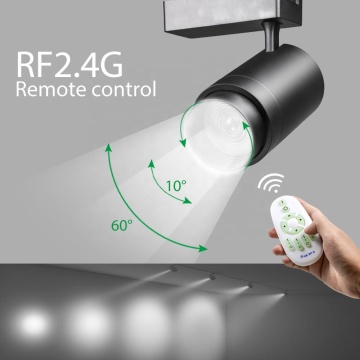 Indoor Black Aluminum Adjustable LED Track Light 20W Zoomable Spotlight for Showroom