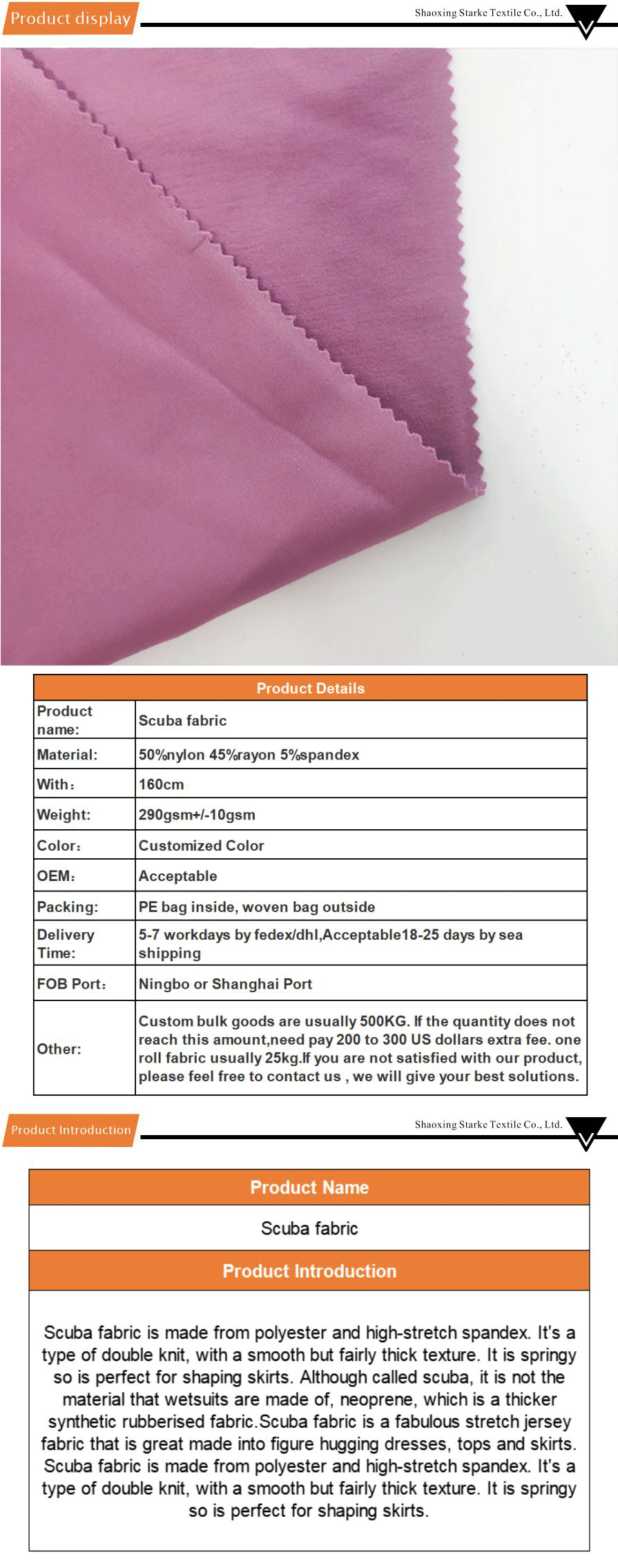 Lightweight Scuba Fabric