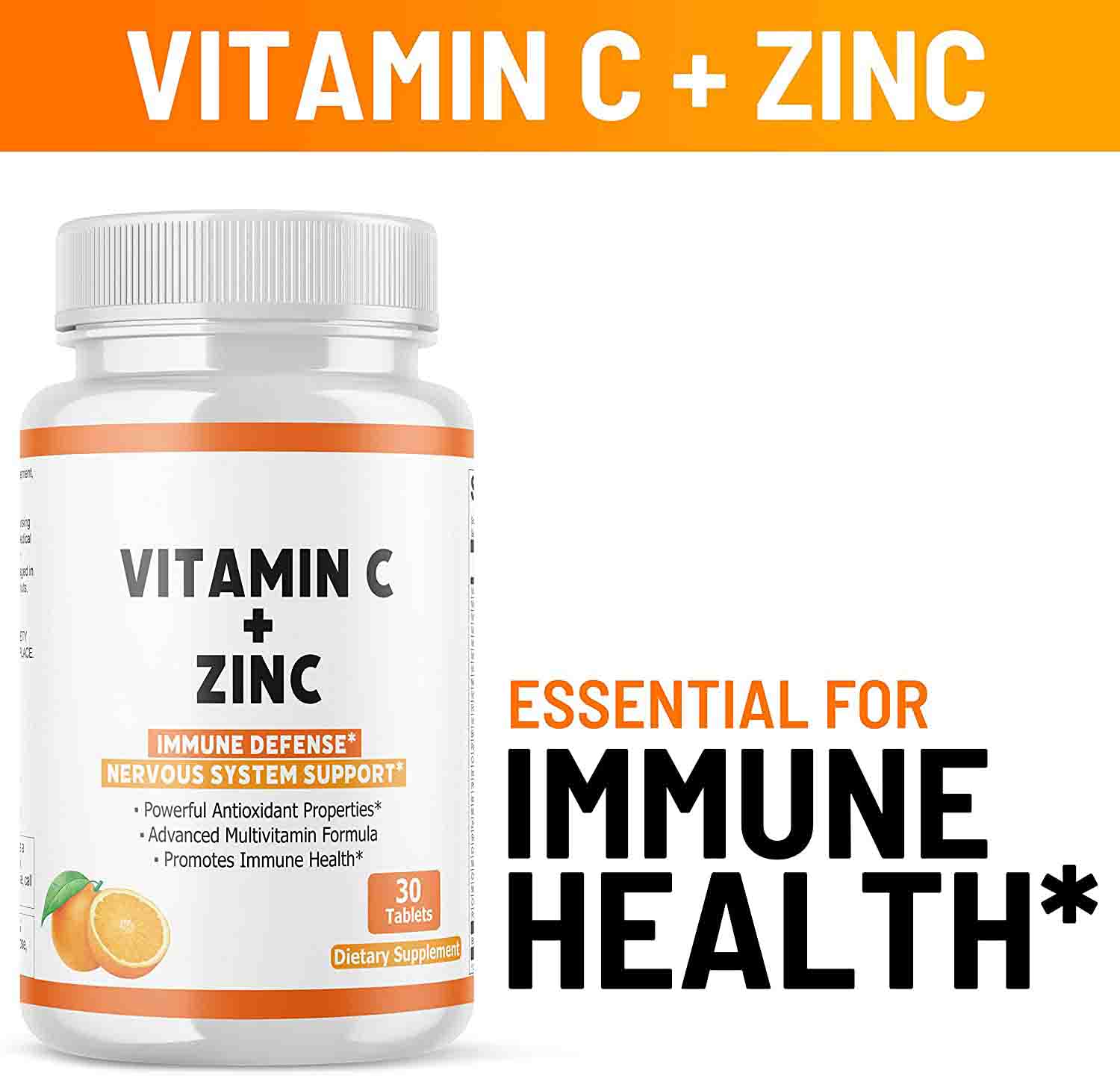 Private Label Immune Boost 500mg Orange Flavor Vitamin C Zinc Chewable Tablets Improve Immune System