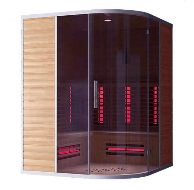 Sauna para uso doméstico de 3 personas de madera de cedro rojo lejano sauna infrarroja